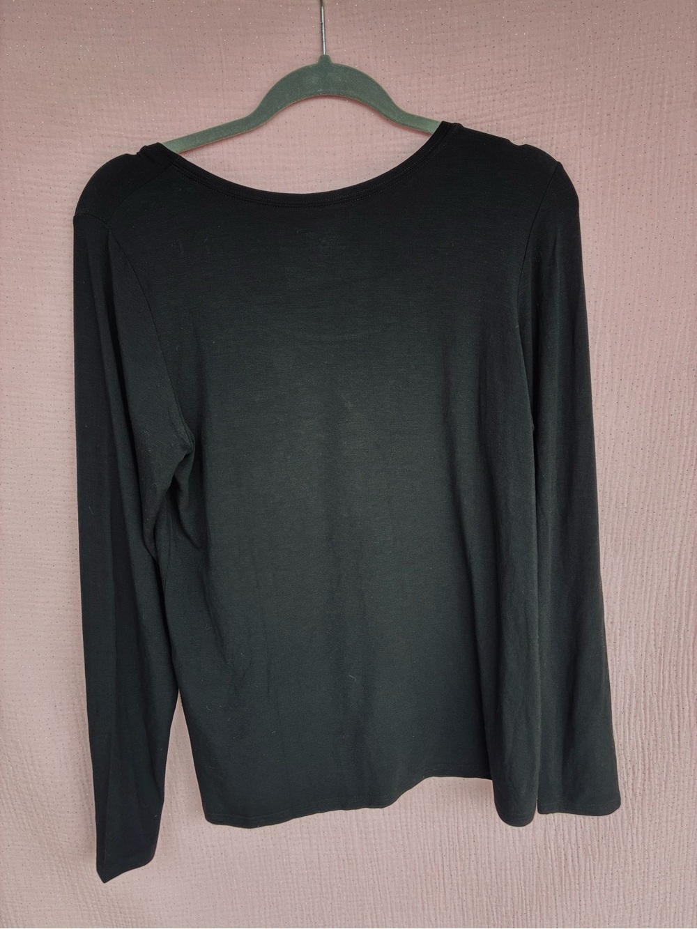 Eileen Fisher Black Scoop-Neck Long Sleeve Top - Picture 3 of 7